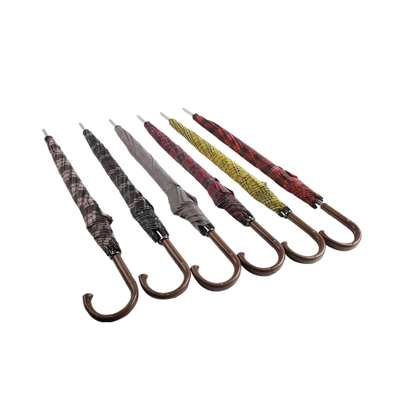 Red Plaid Student Spirit Polyester Lurus payung-0E6B0329