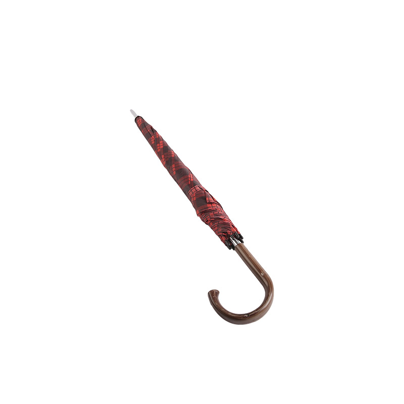 Red Plaid Student Spirit Polyester Lurus payung-0E6B0329