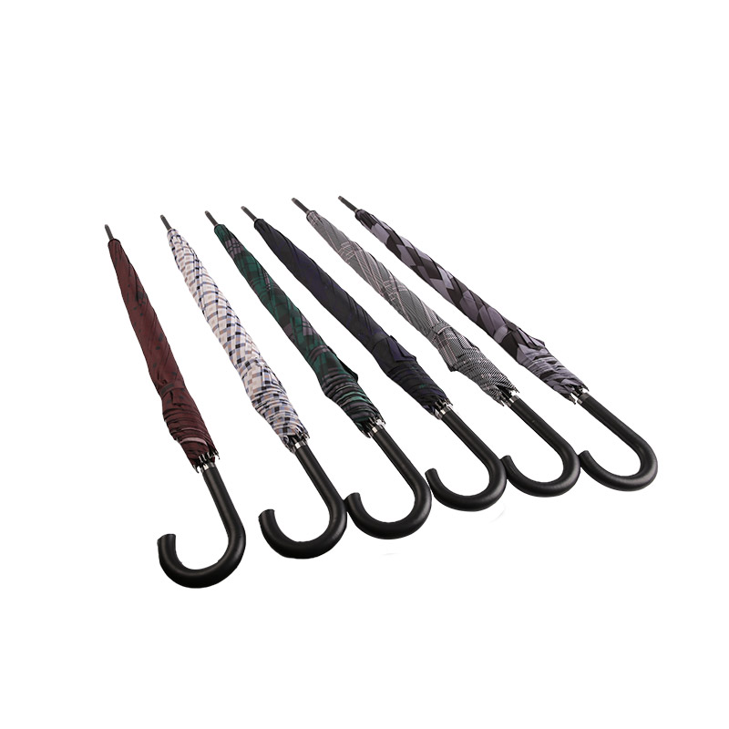 Payung Lurus Pongee Kotak-kotak Abu-abu Tua-0E6B0351