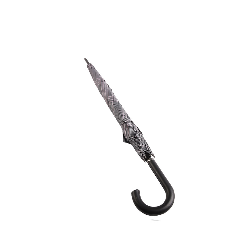 Payung Lurus Pongee Kotak-kotak Abu-abu Tua-0E6B0351