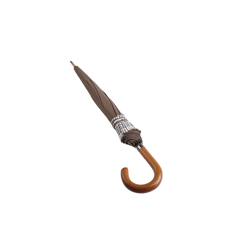 Mencocokkan Antara Brown Dan Plaid Pongee Lurus payung-0E6B0402