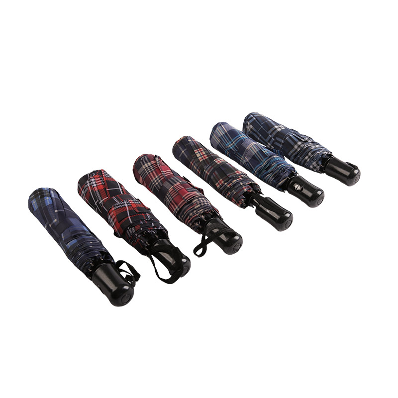 Striped Lattice Shrink Pongee Payung lipat tiga-0E6B0432