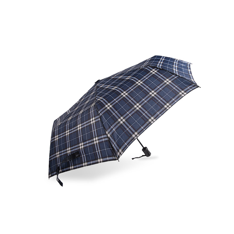 Striped Lattice Shrink Pongee Payung lipat tiga-0E6B0432