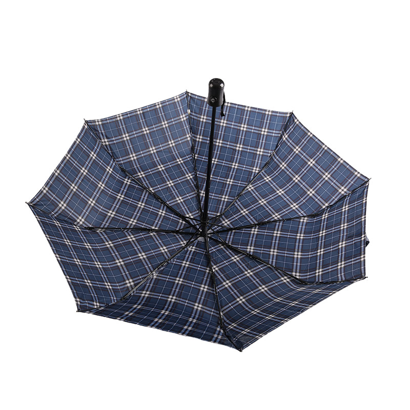 Striped Lattice Shrink Pongee Payung lipat tiga-0E6B0432