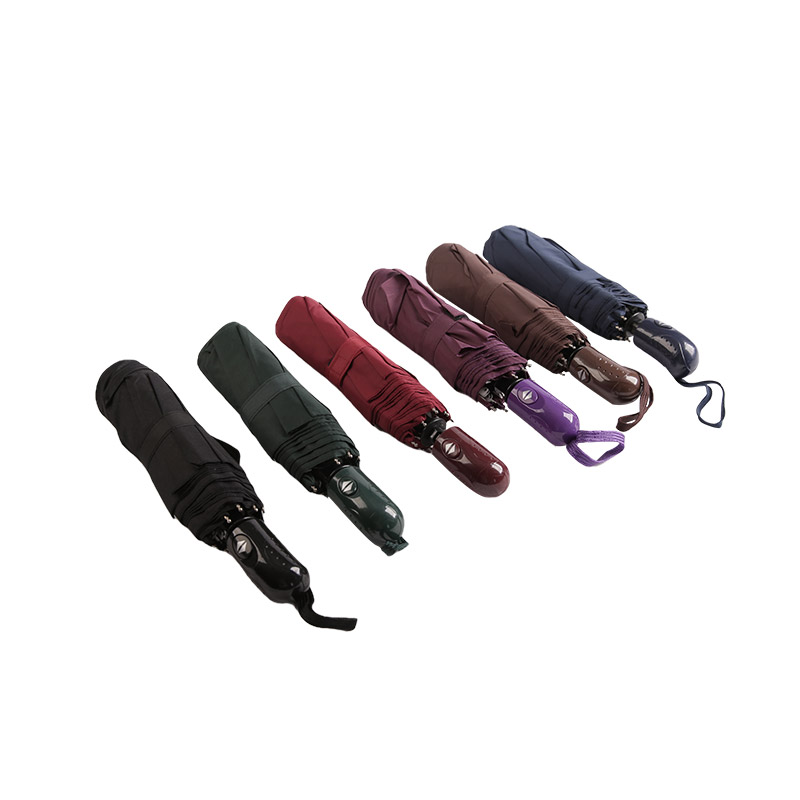 Pongee Tahan Hujan Warna Gelap Payung lipat tiga-0E6B0491