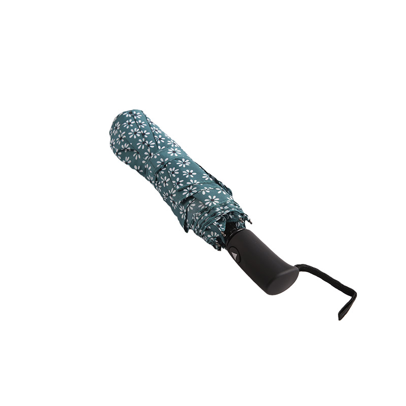 Pongee Bunga Hijau Segar Payung lipat tiga-0E6B0512