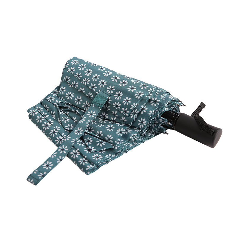 Pongee Bunga Hijau Segar Payung lipat tiga-0E6B0512