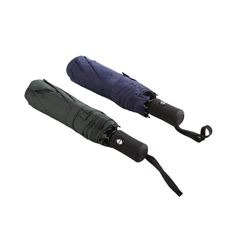 Pure Blue UV Protection Pongee Payung lipat tiga-0E6B0550